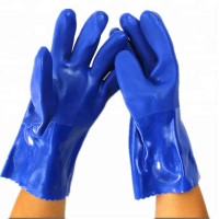 High quality 35cm red PVC fully coated working gloves,smooth finished and gauntlet