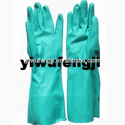 Safety industrial FLOCKLINED working gloves GREEN nitrile gloves