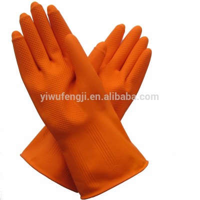 orange color safety working industrial rubber gloves