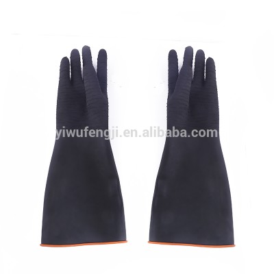 thick industrial rubber gloves/crinkle finish rough palm rubber gloves